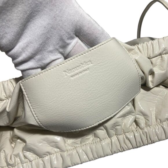 Nanushka The Bar Clutch Shoulder Bag Cream White Faux Leather Evening Purse - Picture 8 of 14